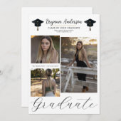 Invitation 3 Photos d'images Moderne Graduation minimale (Devant / Derrière)