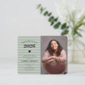 Invitation 3 Photos Moderne Sage Stripes Graduation Party (Debout devant)