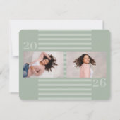 Invitation 3 Photos Moderne Sage Stripes Graduation Party (Dos)