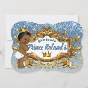 Invitation 3 Photos Royal African Prince Blue Parties scintil
