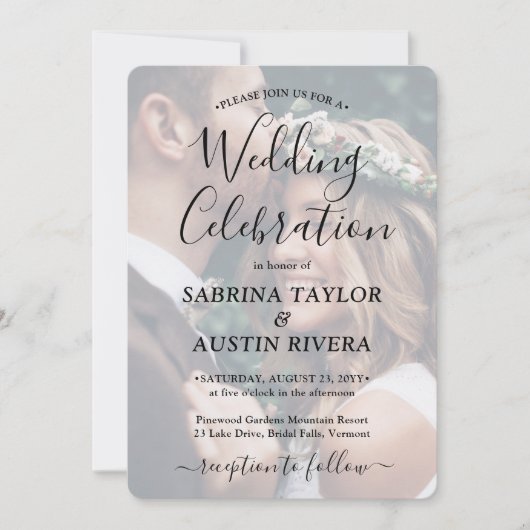 Invitation 3 QR Codes Site Web RSVP Mariage photo tout-en-un (Devant)