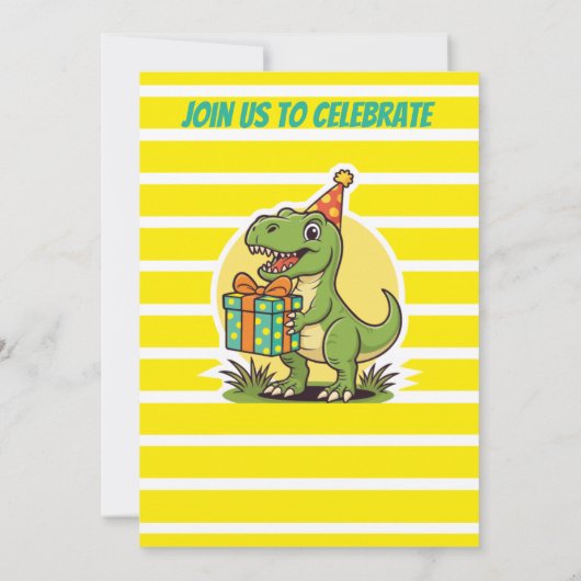 Invitation 3-Rex Dinosaur mignon 3-Rex anniversaire (Dos)