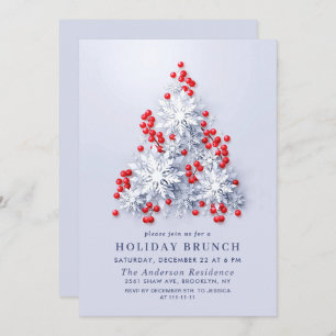 Invitation 3D Élégants Snowflakes NOËL VACANCES BRUNCH