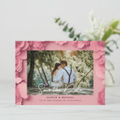 Invitation 3d photo florale rose enregistrer la date (Debout devant)