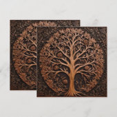 Invitation 3D Warah Tree Wood Print, (Devant / Derrière)