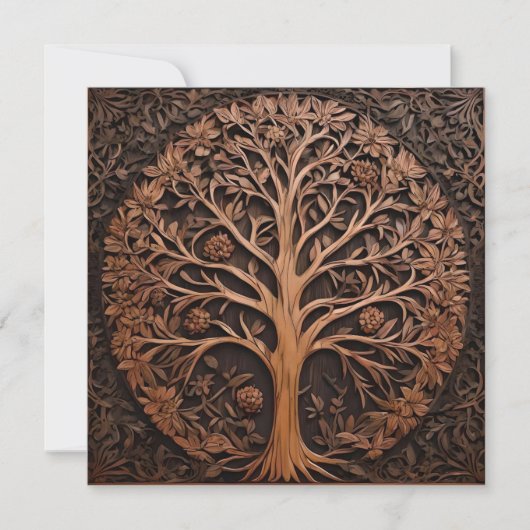 Invitation 3D Warah Tree Wood Print, (Devant)