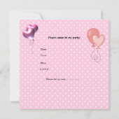 Invitation 3e anniversaire 3 parties Coeurs roses mignons Fil (Dos)