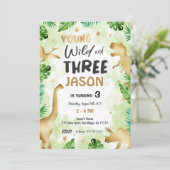 Invitation 3e anniversaire, anniversaire de Dinosaur (Debout devant)
