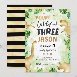 Invitation 3e anniversaire, anniversaire de Dinosaur