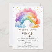 Invitation 3e anniversaire aquarelle Rainbow Kids (Devant)