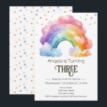 Invitation 3e anniversaire aquarelle Rainbow Kids<br><div class="desc">Amusant watercolor arc-en-ciel la fête des enfants. Disponible en téléchargement numérique imprimable. Idéal pour toute saison. Construisons quelque chose d'amusant pour votre petit à l'occasion de leur anniversaire ! Personnalisé,  personnalisé,  éditable téléchargement électronique aquarelle,  couleurs vives et pastel. illustration lunatique,  confetti,  script</div>