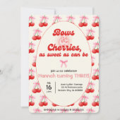 Invitation 3e Anniversaire Coquette Cerises Bows Bulles Lettr (Devant)
