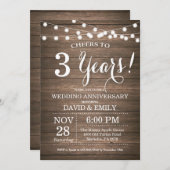 Invitation 3e anniversaire de mariage Bois rustiqu (Devant / Derrière)