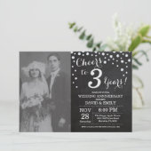 Invitation 3e anniversaire de mariage tableau noir argent (Debout devant)
