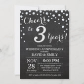 Invitation 3e anniversaire de mariage tableau noir argent (Devant)