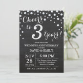 Invitation 3e anniversaire de mariage tableau noir argent (Debout devant)