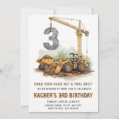 Invitation 3e anniversaire de pelleteuse de construction (Devant)