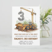 Invitation 3e anniversaire de pelleteuse de construction (Debout devant)