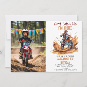 Invitation 3e anniversaire Dirt Bike Boy Photo modifiable Ann