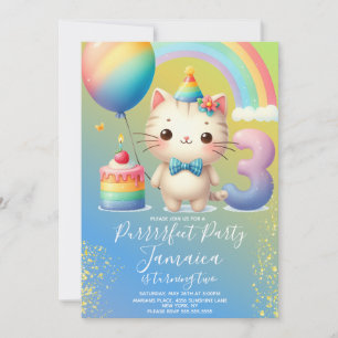 Invitation 3e anniversaire Kitten Rainbow Party