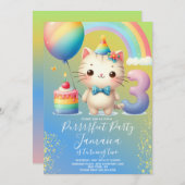 Invitation 3e anniversaire Kitten Rainbow Party (Devant / Derrière)