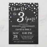 Invitation 3e anniversaire Mariage Chalkboard Black Silver<br><div class="desc">3e anniversaire Mariage Chalkboard Black and Silver Invitation. Troisième anniversaire du Mariage. Chalkboard Black et Silver Parties scintillant Arrière - plan diamant. Confetti en argent. Anniversaire adulte. Fête d'anniversaire d'une femme ou d'un homme. Pour plus de personnalisation, cliquez sur le bouton "Customiser" et utilisez notre outil de conception pour modifier...</div>