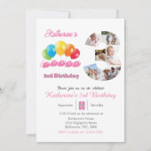 Invitation 3e anniversaire photo collage numéro 3 Fille (Devant)