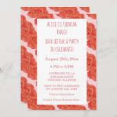 Invitation 3e anniversaire rose orange orange Rose mûre rose (Devant / Derrière)