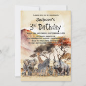 Invitation 3e anniversaire Safari Animaux Anniversaire (Devant)