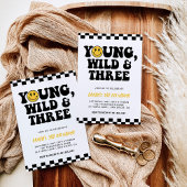 Invitation 3e anniversaire Smiley Face Bolt, Young, Wild & Th