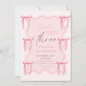 Invitation 3e Dusty Pink Bows Anniversaire Princesse (Devant)