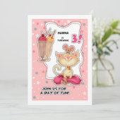 Invitation 3e fête d'anniversaire | Fun Kitty & Mice Personna (Debout devant)