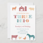 Invitation 3e fête d'anniversaire Genre Neutre Trois ferme de (Devant)