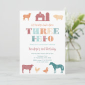 Invitation 3e fête d'anniversaire Genre Neutre Trois ferme de (Debout devant)