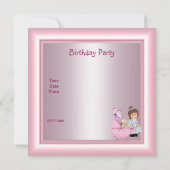 Invitation 3e fête d'anniversaire Jolie fille rose (Dos)