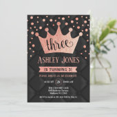Invitation 3e fête d'anniversaire - Royal Black Rose Gold (Debout devant)