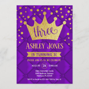 Invitation 3e fête d'anniversaire - Royal Purple Gold