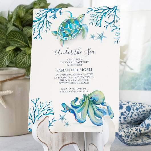 Invitation 3e fête d'anniversaire sous la mer