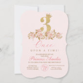 Invitation 3e Mignonne Pink Gold Crown Princesse Anniversaire (Devant)