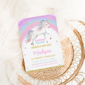 Invitation 3ème anniversaire Rainbow Pastel Unicorn