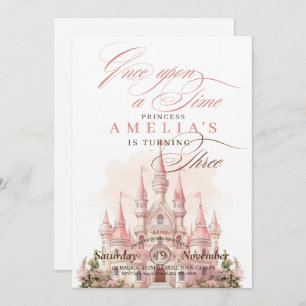 Invitation 3ème Fairy Castle Princess Pink Anniversaire