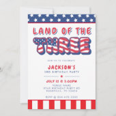 Invitation 3rd Birthday Party Patriotic USA Flag July 4th (Devant)