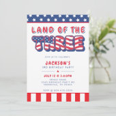 Invitation 3rd Birthday Party Patriotic USA Flag July 4th (Debout devant)