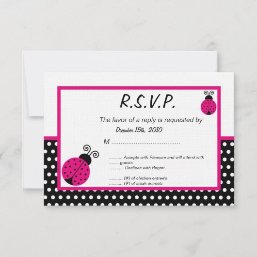 Invitation 3x5 Black Spring Time Lady Bug RSVP (Devant)