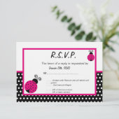 Invitation 3x5 Black Spring Time Lady Bug RSVP (Debout devant)