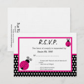 Invitation 3x5 Black Spring Time Lady Bug RSVP (Devant / Derrière)