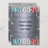 Invitation 40 60 70e anniversaire argent parties scintillant (Devant / Derrière)