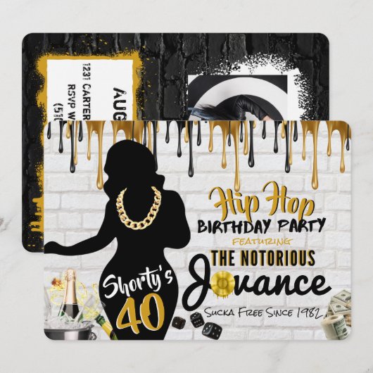 Invitation 40| 90's Hip hop Birthday Drip Photo (Devant / Derrière)