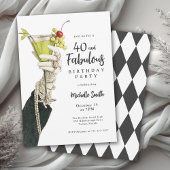 Invitation 40 and Fabulous Cocktails and Pearls Birthday