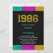 Invitation 40 ans 1986 Bloc de Couleurs Rétro (Devant)